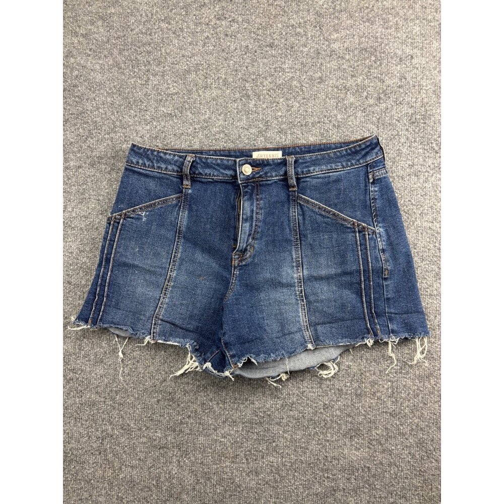 Shyanne Denim Shorts Women's 32 Blue Jeans Cutoffs Raw Hem High Rise Stretch